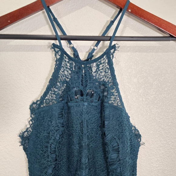 Free People Intimately Womans Macrame Mini Dress in Deep Jade‎ Size XS - Picture 4 of 9